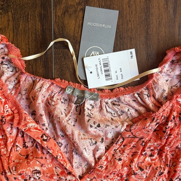 NWT Wit And Wisdom Floral Print orange top size XL (J10) - Picture 5 of 9